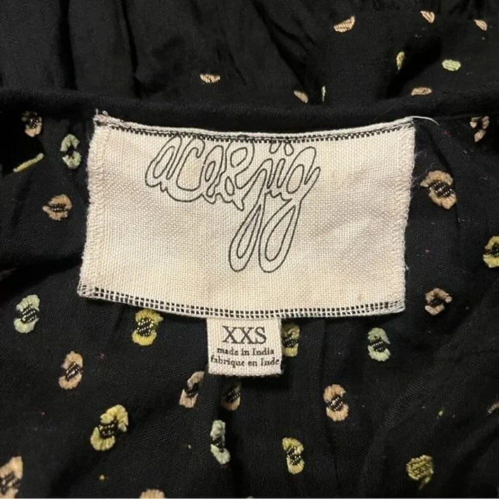 Ace & Jig Lola Mini Dress Black with Pastel Polka Dots XXS Rare Cotton Gauze - Picture 4 of 6